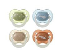 Tommee Tippee chupete NightGlow, 0-6 meses, Pack de 4, Brilla en la oscuridad, Tetina ortodóntica, Orificios adicionales, Forma simétrica, Silicona 100% sin BPA, Tonos crepusculares