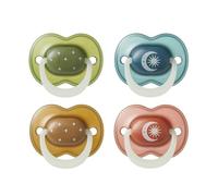 Tommee Tippee chupete NightGlow, 18-36 meses, Pack de 4, Brilla en la oscuridad, Tetina ortodóntica, Orificios adicionales, Forma simétrica, Silicona 100% sin BPA, Tonos crepusculares