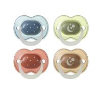 Tommee Tippee chupete NightGlow, 6-18 meses, Pack de 4, Brilla en la oscuridad, Tetina ortodóntica, Orificios adicionales, Forma simétrica, Silicona 100% sin BPA, Tonos crepusculares