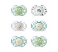 Tommee Tippee Chupete Nighttime, 18-36 meses, pack de 6 chupetes que brillan en la oscuridad con esterilizador reutilizable