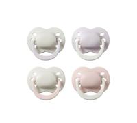 Tommee Tippee Chupete Recién Nacido, 0-2 meses, Pack de 4, Tetina ortodóntica, Orificios adicionales, Tamaño pequeño, Silicona 100% sin BPA, Ciruela claro y Algodón de azúcar