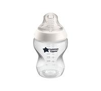 Tommee Tippee Closer to Nature Biberón con Tetina con Forma de Pecho y Válvula Anticólico, 260ml, Pack de 1, Transparente (color y diseño varían)