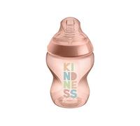 Tommee Tippee Closer to Nature Biberón con Tetina con Forma de Pecho y Válvula Anticólico, 260ml, Pack de 1, Rosa (color y diseño varían)
