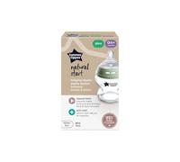 Tommee Tippee Closer to Nature Biberón de Cristal con Tetina con Forma de Pecho y Válvula Anticólico, 150 ml, Pack de 1, Verde