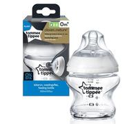 Tommee Tippee Closer to Nature Biberón de Cristal con Tetina con Forma de Pecho y Válvula Anticólico, 150 ml, Pack de 1, Verde