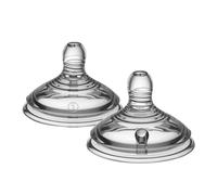 Tommee Tippee Closer to Nature Tetinas con Forma de Pecho y Válvula Anticólico, Silicona Suave, Flujo Lento, 0m+, Pack de 2