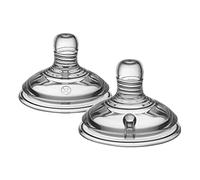 Tommee Tippee Closer to Nature Tetinas con Forma de Pecho y Válvula Anticólico, Silicona Suave, Flujo Variable, 0m+, Pack de 2