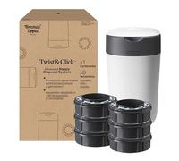 Tommee Tippee Contenedor para Pañales Avanzado Twist and Click, Nuevo Sistema Ecológico, Incluye 6 Recambios con Película GREENFILM, Blanco