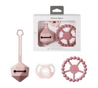 Tommee Tippee Juego de regalo de silicona cómodo, chupete, funda de transporte y anillo de dentición ultraligero, 0-6 m +