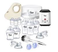 Tommee Tippee Juego de regalo para recién nacido, incluye esterlizador, bolsas, calentador de botellas, cepillo para biberón y pezón, babero, chupetes - sin BPA