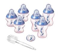 Tommee Tippee Kit de Biberones Bebés Recién Nacidos Closer to Nature, Válvula Anticólicos, Diseño Rosa con Caballitos de Mar