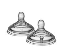 Tommee Tippee Natural Start - Tetinas para biberón, flujo medio, más de 3 meses, similar al pecho para un cierre natural, válvula anticólicos, silicona suave, paquete de 2