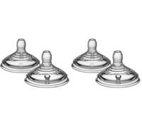Tommee Tippee Natural Start - Tetinas para biberón, flujo rápido, más de 6 meses, similar al pecho para un cierre natural, válvula anticólicos, silicona suave, paquete de 4