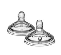 Tommee Tippee Natural Start - Tetinas para biberón, flujo rápido, más de 6 meses, similar al pecho para un cierre natural, válvula anticólicos, silicona suave, paquete de 2