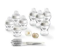 Tommee Tippee Set con Chupetes y Biberones, incluye Biberones Natural Start de 150ml y 260ml con Autoesterilización y Tetinas de Flujo Lento y Extralento y Chupetes Ultra-light StayPut y Recién Nacido