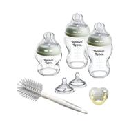 Tommee Tippee Set de inicio Natural Start de cristal, biberones anticólicos de 150 ml y 250 ml con tetina de flujo lento y extralento, tetinas que imitan la forma del pecho, con autoesterilización