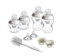 Tommee Tippee Set de inicio Natural Start para recién nacidos, biberones anticólicos de 150 ml y 260 ml con tetina de flujo lento y Extralento, tetinas que imitan la forma del para, autoesterilización