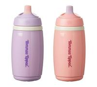 Tommee Tippee Vaso Isotérmico con Boquilla, 266ml, Botella de Agua Antigoteo para Niños a Partir de 12 Meses, con Aislamiento para Mantener la Bebida Fría, Rosa y Morado, Pack de 2