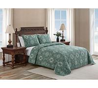 Tommy Bahama Colección Turtle Cove edredón-100% algodón, Ropa de Cama Reversible con Fundas a Juego, Prelavado para Mayor suavidad, Colcha, Verde, Matrimonio Doble