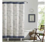 Tommy Bahama - Cortina de Ducha, Cortina de Ducha de Tela Tropical, Duradera y de Peso Medio, decoración de baño (Azul mar Caribe, 72 x 72 Pulgadas)