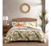 Tommy Bahama - Juego de edredón Queen, Ropa de Cama Reversible de algodón con Fundas a Juego y Almohadas adicionales, decoración del hogar para Todas Las Estaciones (Birds of Paradise, Blanco Roto,