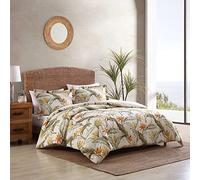 Tommy Bahama - Juego de Funda de edredón King, Ropa de Cama de algodón con Fundas a Juego y Cierre de botón, decoración del hogar para Todas Las Estaciones (Birds of Paradise Beige, King)