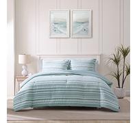 Tommy Bahama - Juego de Funda de edredón Queen, Ropa de Cama de algodón con Fundas a Juego y Cierre de botón, decoración del hogar para Todas Las Estaciones (Azul Clearwater Cay, Queen)