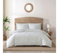 Tommy Bahama - Juego de Funda de edredón tamaño Queen, Juego de Ropa de Cama Reversible de algodón con Fundas a Juego, decoración Costera para el hogar (bolígrafo y Tinta Verde Claro, Queen)