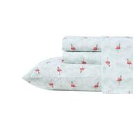 Tommy Bahama - Juego de sábanas tamaño Queen, Juego de Ropa de Cama de percal de algodón, súper Suave y Acogedor, decoración del hogar, Certificado Oeko-Tex (Flamingo Santa Red, Queen)