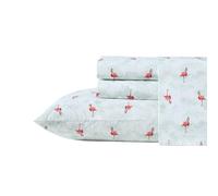 Tommy Bahama - Juego de sαbanas Queen de percal de algodσn, sϊper suave, certificado Oeko-Tex (Flamingo Santa Red Queen)