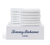 Tommy Bahama - Juego de Toallas pequeñas, decoración de baño de algodón Altamente Absorbente, Baja Pelusa y Resistente a la decoloración, Certificado Oeko-Tex (Blanco del Pacífico Norte, 12 Piezas)