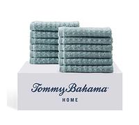 Tommy Bahama - Juego de Toallas pequeñas, decoración de baño de algodón Altamente Absorbente, Baja Pelusa y Resistente a la decoloración (Turquesa del Pacífico Norte, 12 Piezas)