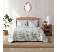 Tommy Bahama | Serenity Palm Collection Ropa de Cama Reversible de algodón, decoración Floral para el hogar para Todas Las Estaciones, 100, Blanco Roto/Azul/Verde, Rey