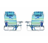 Tommy Bahama Silla de Playa de 5 Posiciones, Bolsa de Carga aislada con Cremallera, Soportes para Tazas y teléfono Celular, toallero, Almohada para Mayor Comodidad, Capacidad de Peso Resistente