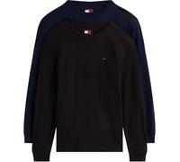 Tommy Camisetas de Manga Larga Pack de 2 Hombre Slim con Cuello Redondo, Multicolor (Black/Dark Night Navy), S