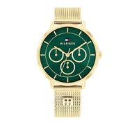 Tommy Hilfiger 1782880 - Reloj Mujer Acero Inoxidable Dorado, Esfera Verde con Multifunción, Brazalete Milanesa