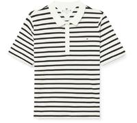 Tommy Hilfiger 1985 REG Pique Stripe Polo SS WW0WW39531 Polos de Manga Corta, Blanco (Breton Ecru/Desert Sky), XL para Mujer