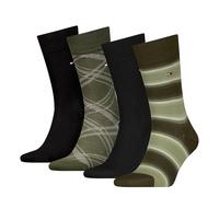 Tommy Hilfiger 8719965009202 TH Men Sock 4P Stripe & Check ECOM, verde militar, 43-46