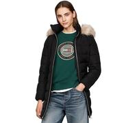 Tommy Hilfiger Abrigo de Plumas Mujer Heritage Down Tyra Coat With Fur con Bolsillos, Negro (Black), S