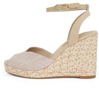 Tommy Hilfiger Alpargatas con cuña Mujer Chambray High con correa de tobillo, Beige (Horseradish), 36
