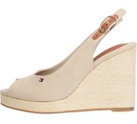 Tommy Hilfiger Alpargatas con cuña Mujer Flag High Slingback con correa de tobillo, Beige (Horseradish), 40