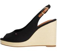 Tommy Hilfiger Alpargatas con cuña Mujer Flag High Slingback con correa de tobillo, Negro (Black), 38
