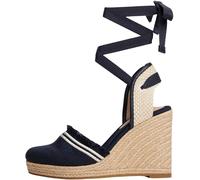 Tommy Hilfiger Alpargatas con cuña Mujer Fringe Canvas con tacón de cuña, Azul (Space Blue), 40