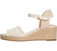 Tommy Hilfiger Alpargatas con cuña Mujer Fringe Canvas con tacón de cuña, Marfil (Muslin), 39