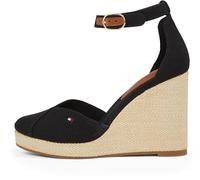 Tommy Hilfiger Alpargatas de cuña Mujer Flag Closed Toe con correa de tobillo, Negro (Black), 39