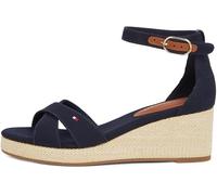 Tommy Hilfiger Alpargatas de cuña Mujer Flag Criss-Cros Mid con correa de tobillo, Azul (Space Blue), 36