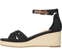 Tommy Hilfiger Alpargatas de cuña Mujer Flag Criss-Cros Mid con correa de tobillo, Negro (Black), 37