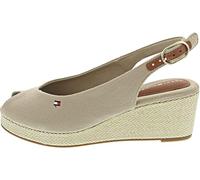 Tommy Hilfiger Alpargatas de cuña Mujer Flag Mid Slingback con Correa Ajustable, Beige (Horseradish), 37