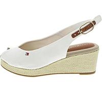 Tommy Hilfiger Alpargatas de cuña Mujer Flag Mid Slingback con Correa Ajustable, Blanco (Ecru), 36