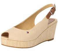 Tommy Hilfiger Alpargatas de Cuña para Mujer Iconic Elba Sling Back Tacón de Cuña, Beige (Harvest Wheat), 39
